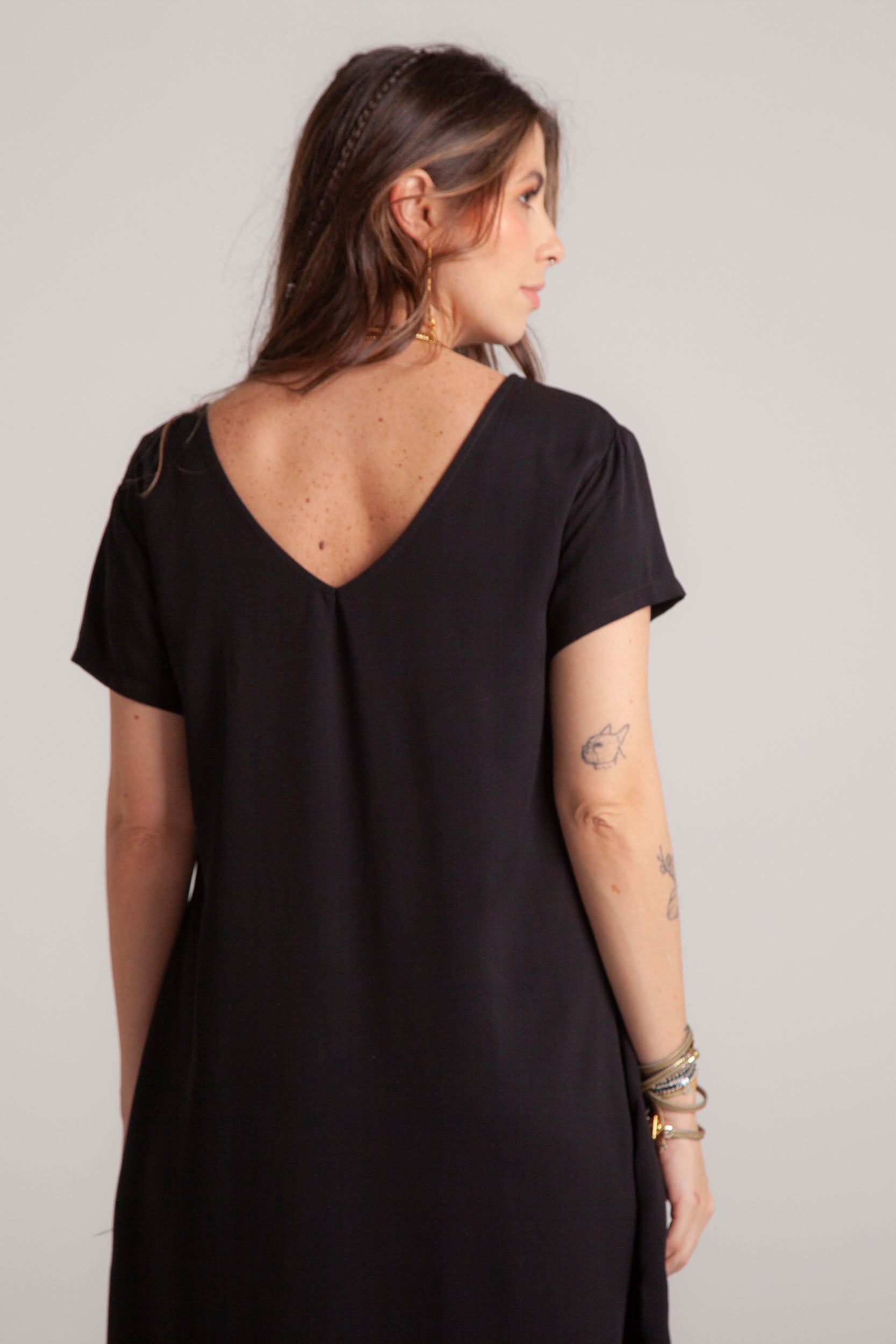 Vestido Alma multi cuello en v o redondo - Negro