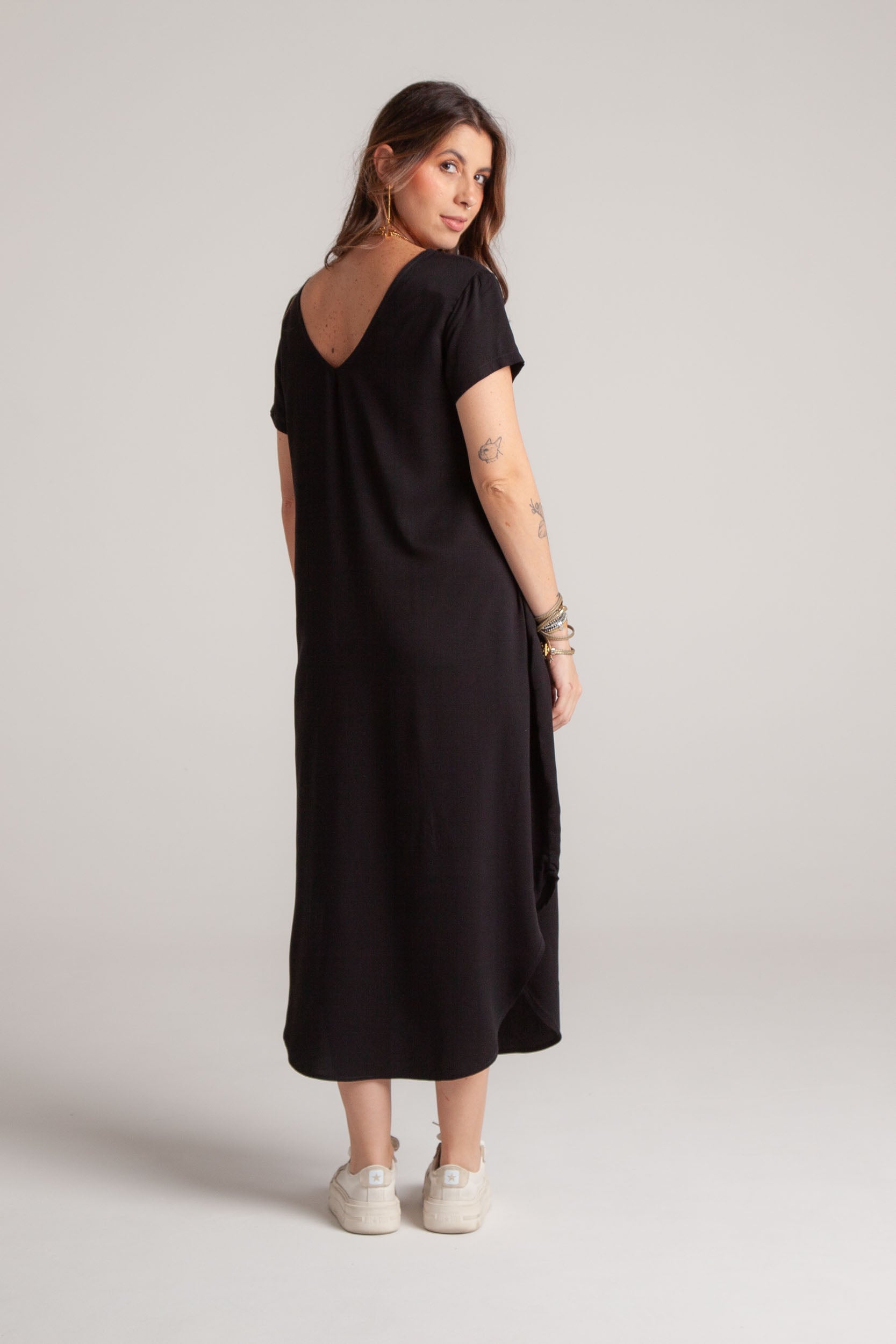 Vestido Alma multi cuello en v o redondo - Negro