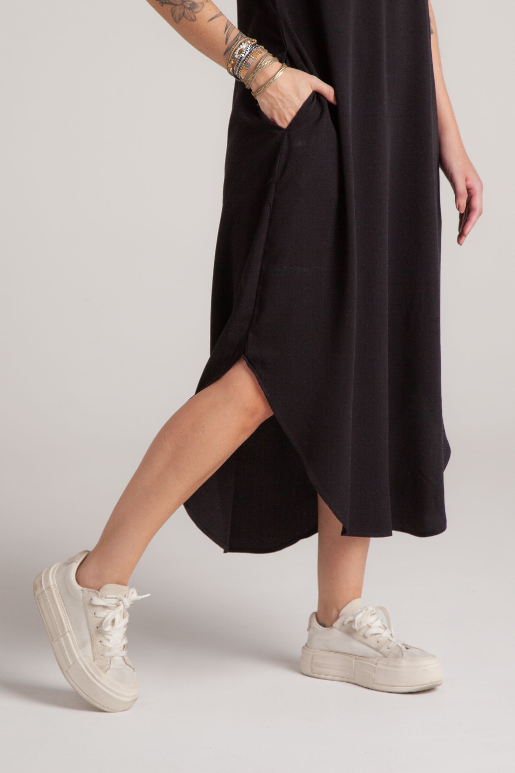 Vestido Alma multi cuello en v o redondo - Negro