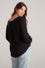 Blusa Ama manga larga cuello en V - Negra