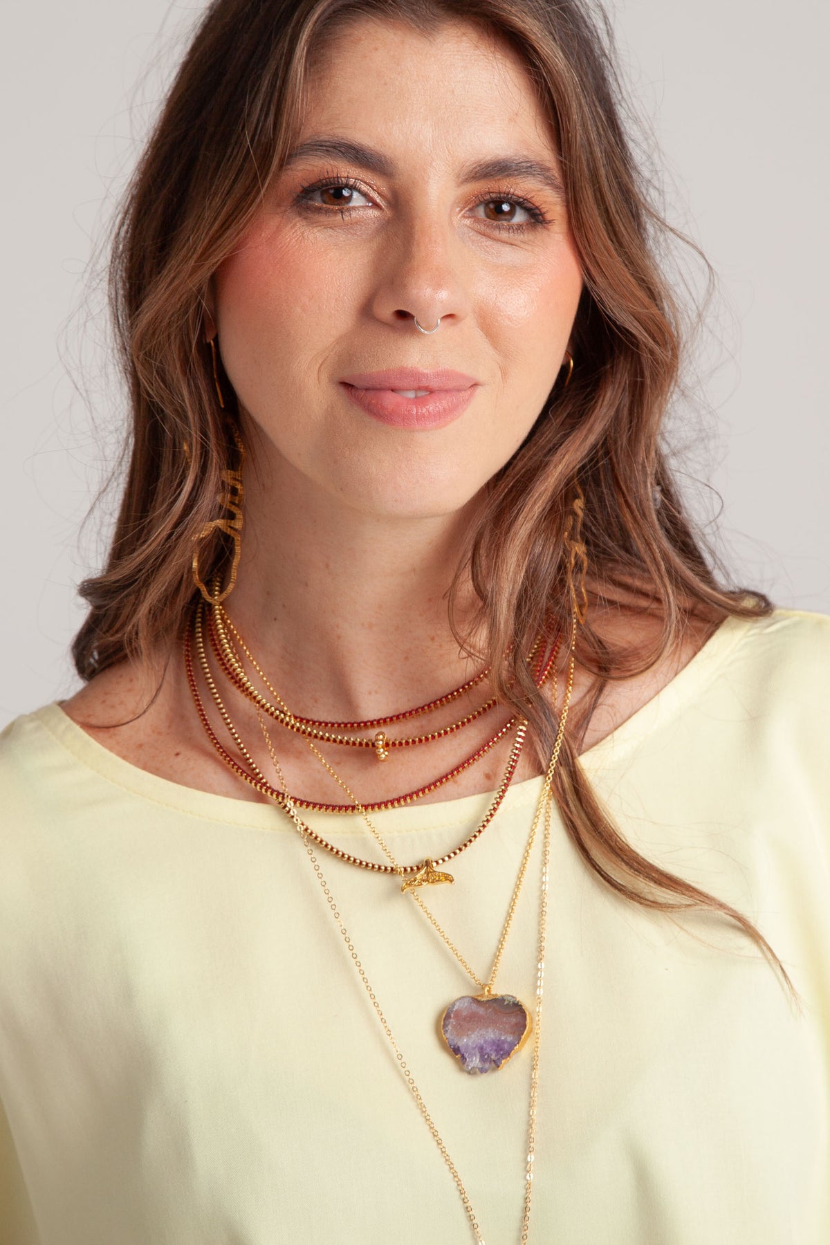 Blusa básica en cuello bandeja - Amarilla