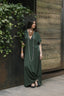 Vestido largo pampa con mangas  - Verde Militar