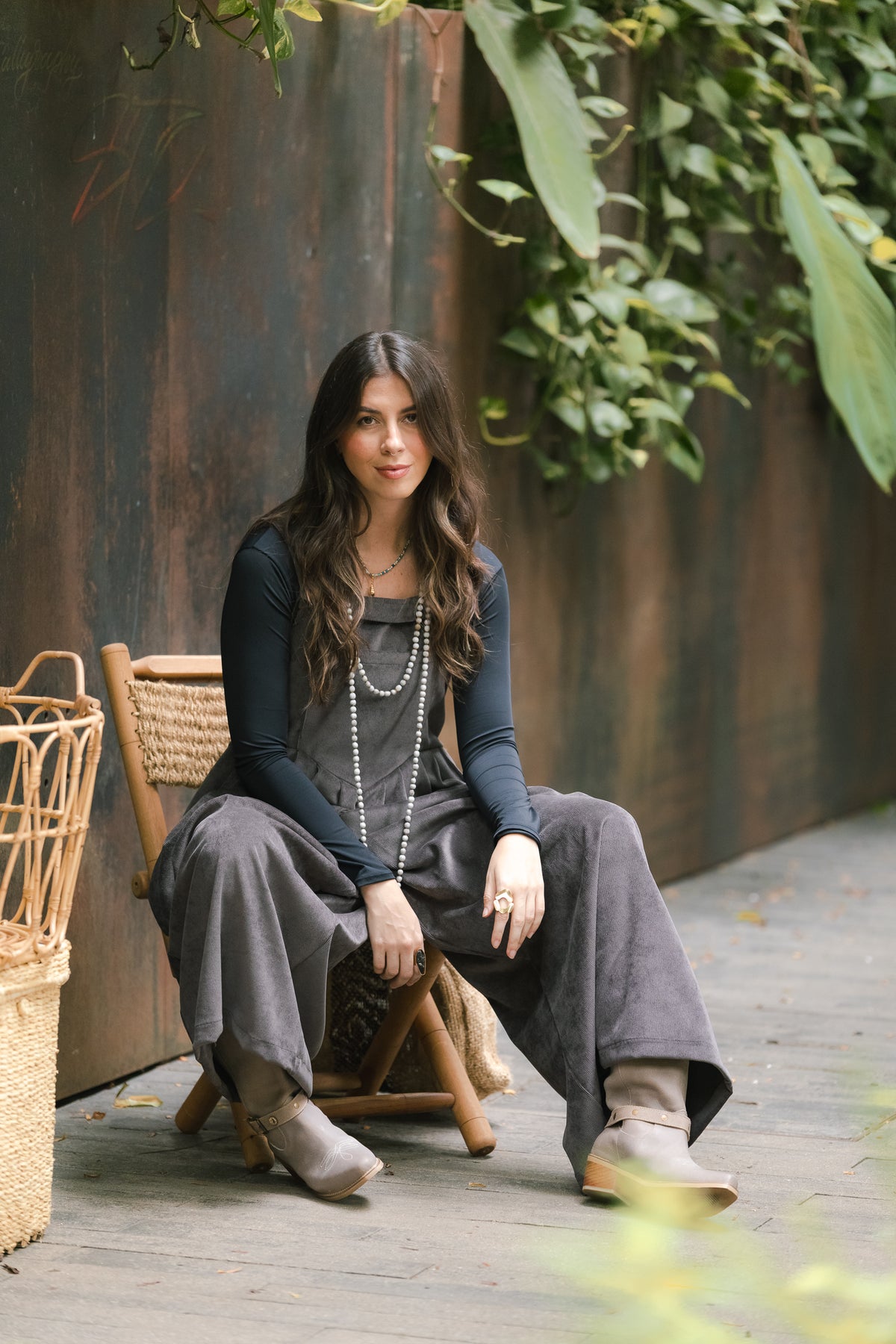 Overall Étnica corduroy sin mangas - Gris Plutón Imagen principal del producto