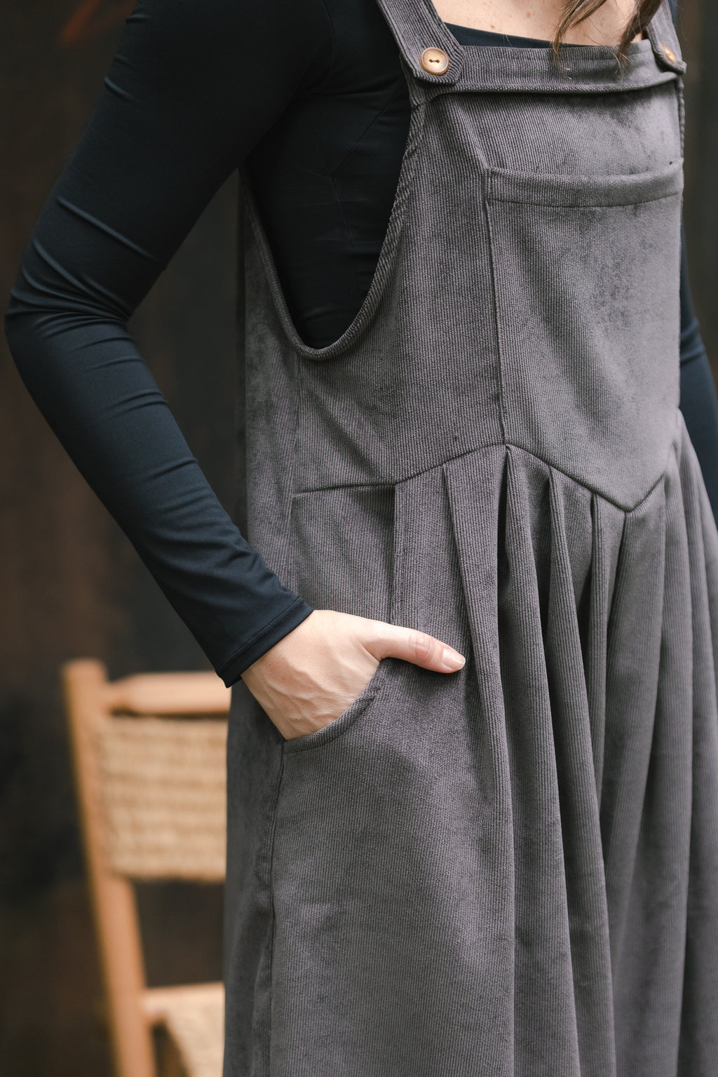 Overall Étnica corduroy sin mangas - Gris Plutón