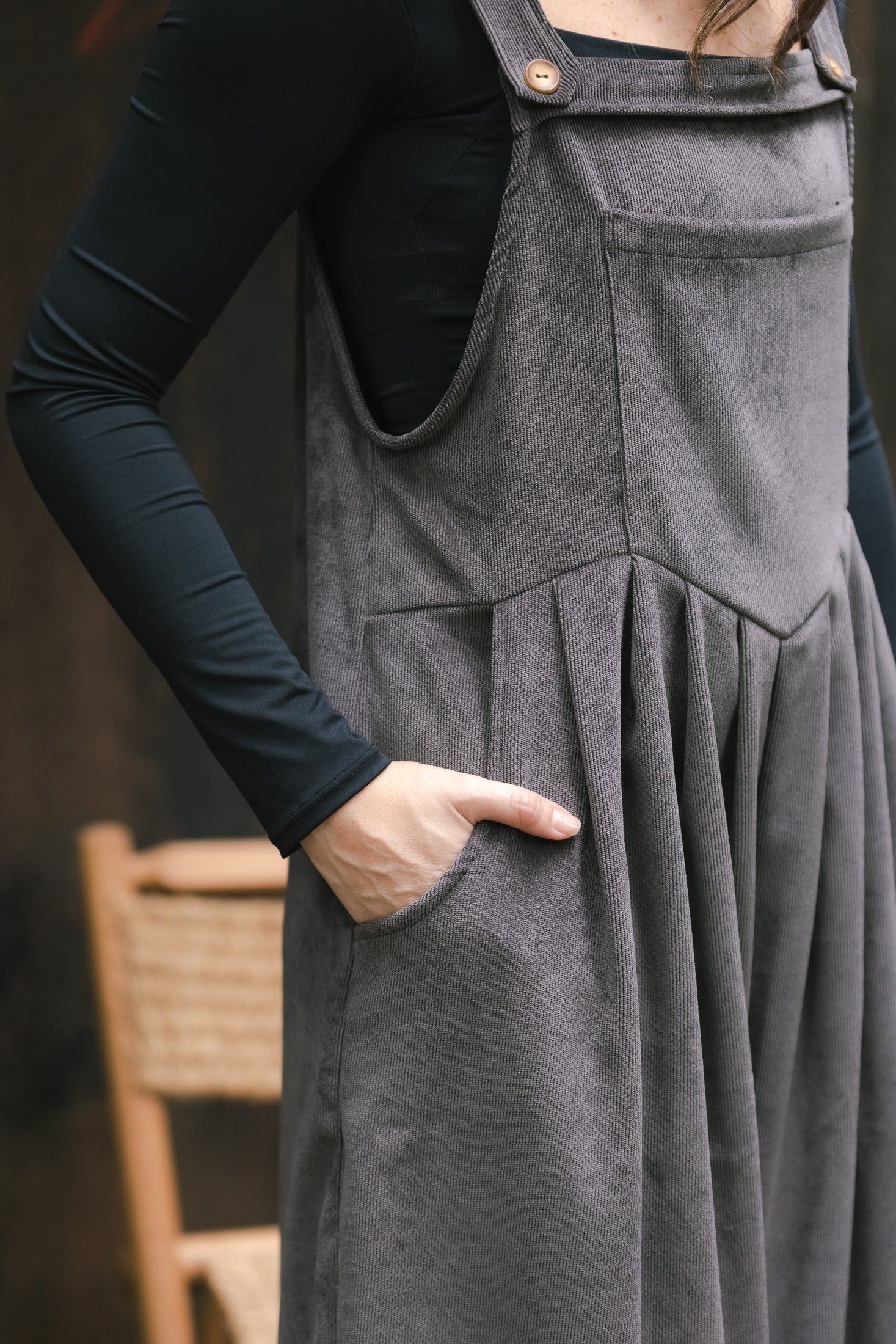 Overall Étnica corduroy sin mangas - Gris Plutón