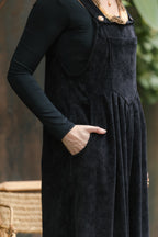 Overall Étnica corduroy sin mangas - Negro