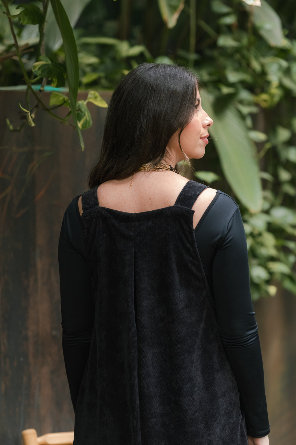 Overall Étnica corduroy sin mangas - Negro