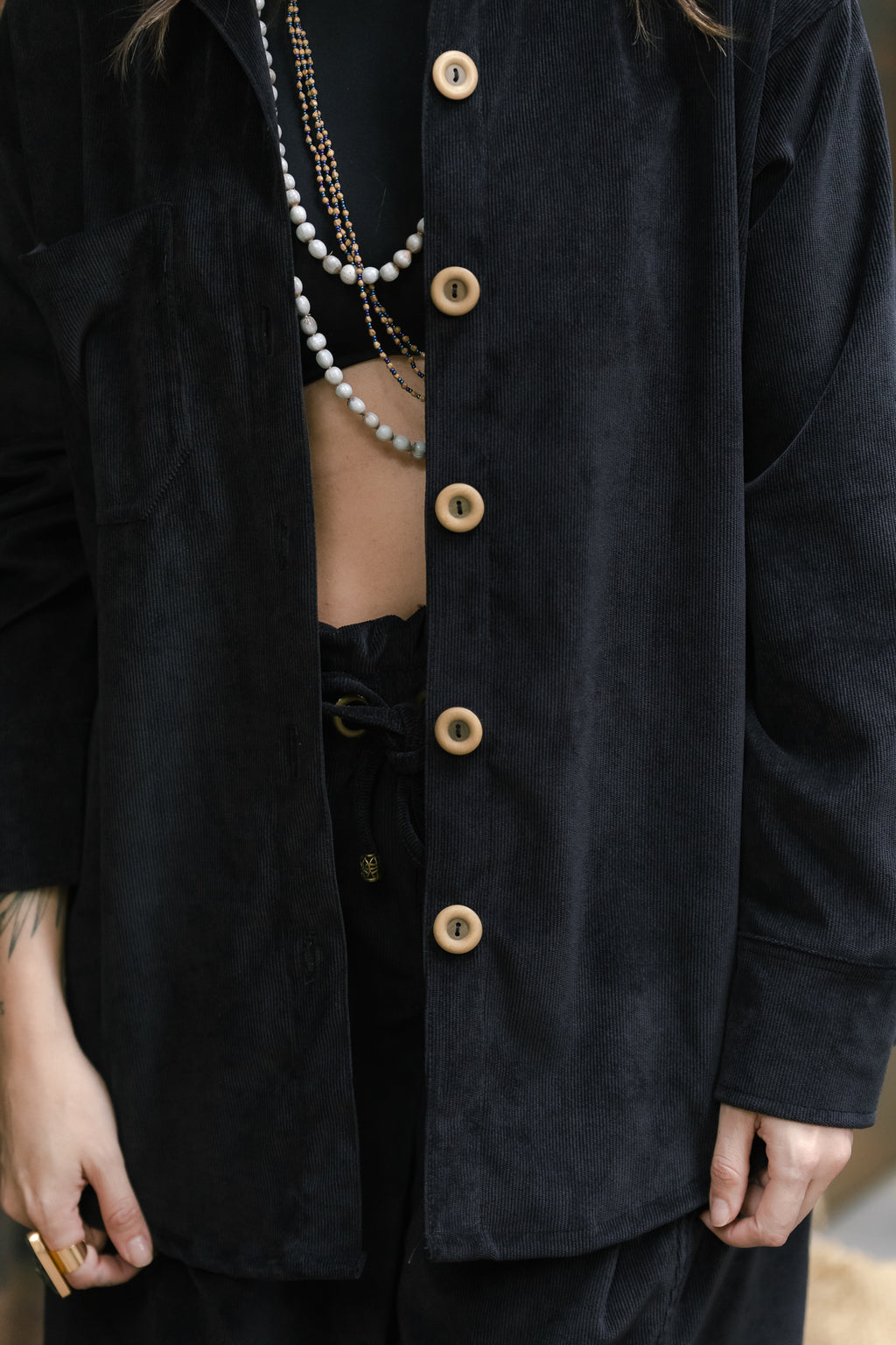Chaqueta Corduroy Oversize - Negra