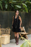 Vestido en pana corto con bolsillos - Negro