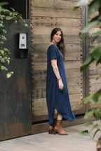 Vestido Alma multi cuello en v o redondo  - Azul Oscuro