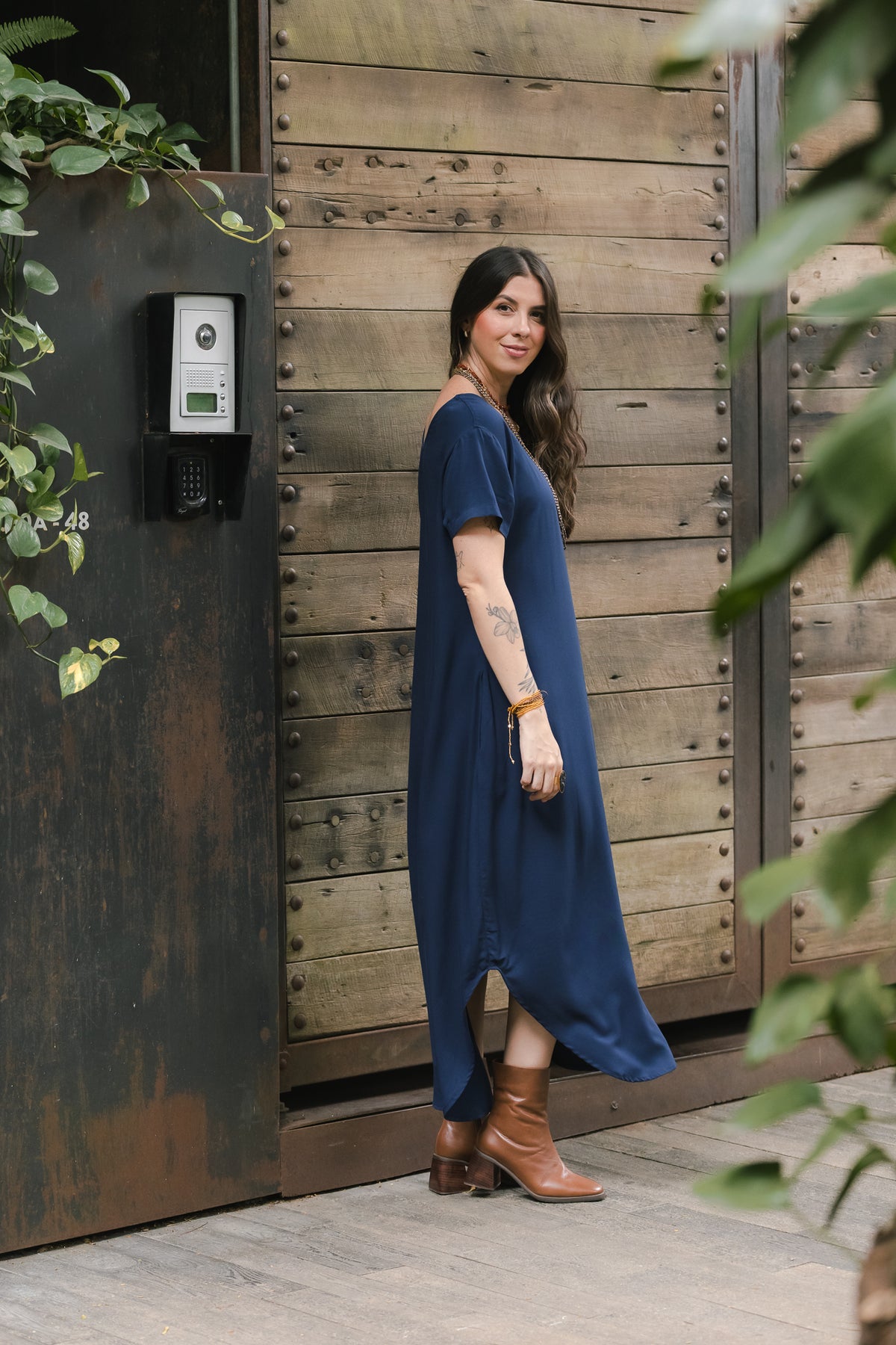 Vestido Alma multi cuello en v o redondo  - Azul Oscuro