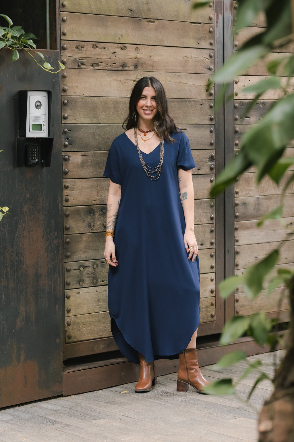 Vestido Alma multi cuello en v o redondo  - Azul Oscuro