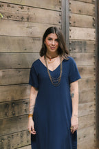 Vestido Alma multi cuello en v o redondo  - Azul Oscuro