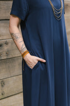 Vestido Alma multi cuello en v o redondo  - Azul Oscuro