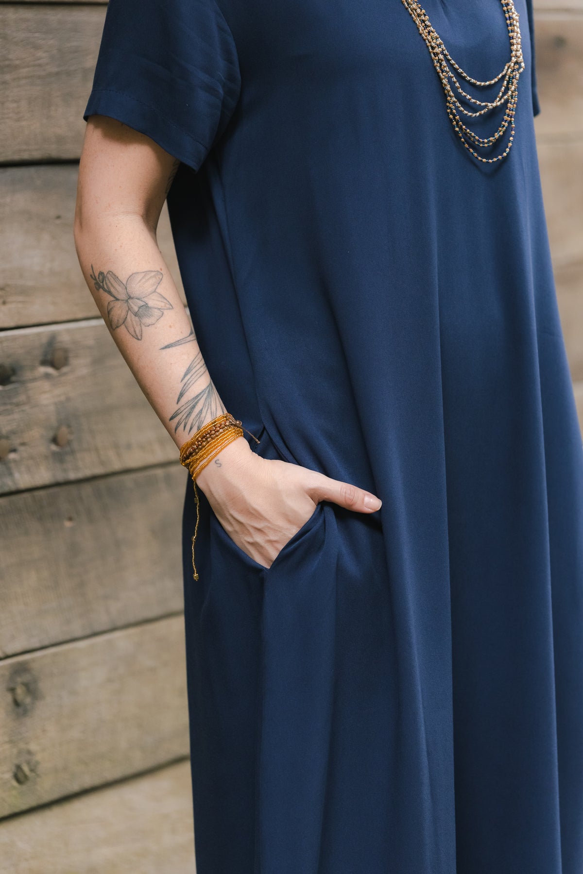 Vestido Alma multi cuello en v o redondo  - Azul Oscuro