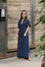 Vestido largo pampa con mangas  - Azul Oscuro