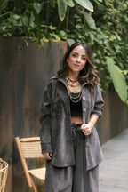 Chaqueta Corduroy Oversize - Gris Plutón