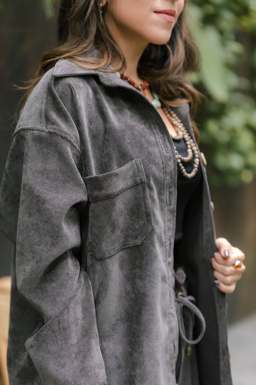 Chaqueta Corduroy Oversize - Gris Plutón