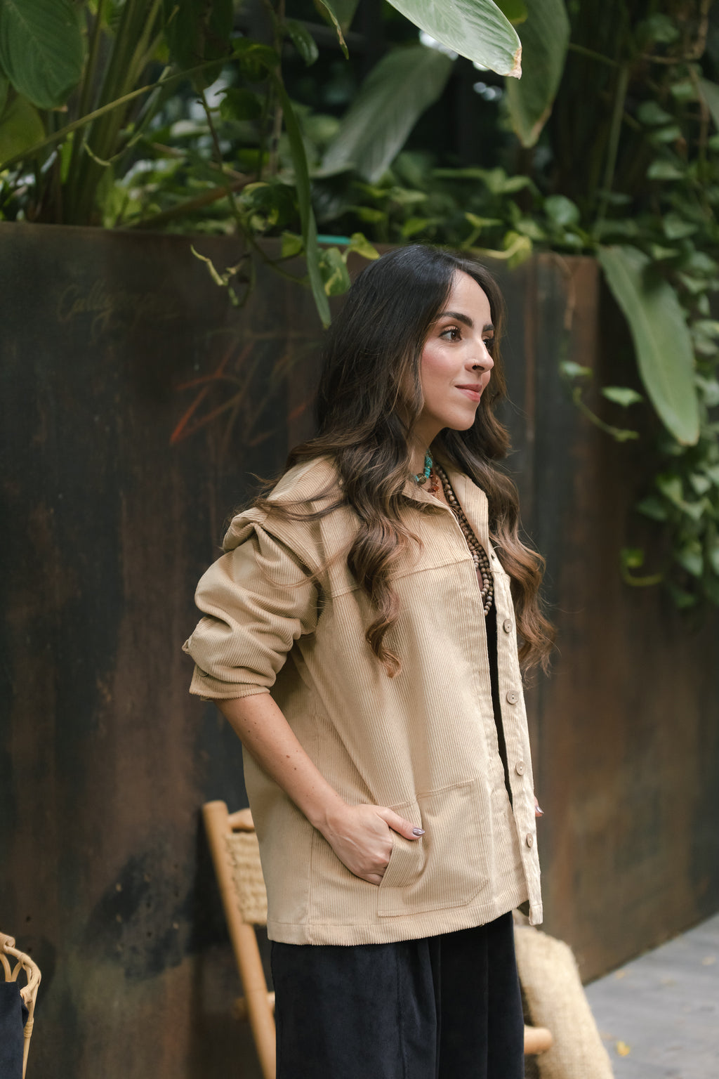 Chaqueta clara corduroy Oversize - Mantequilla