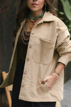 Chaqueta clara corduroy Oversize - Mantequilla