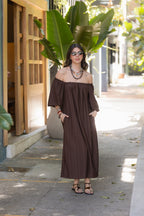 Vestido Arabia cuello bandeja - Zelda Café
