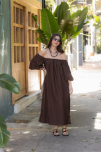Vestido Arabia cuello bandeja - Zelda Café