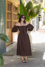 Vestido Arabia cuello bandeja - Zelda Café