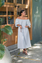 Vestido Arabia cuello bandeja - Pájaros verde