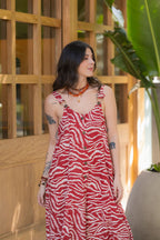 Enterizo Bota Campana - Lino Print rojo y blanco