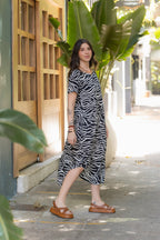 Vestido Alma multi cuello en V o redondo - Zebra Azul