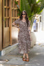 Vestido Alma multi cuello en V o redondo - Zebra Terracota