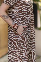 Vestido Alma multi cuello en V o redondo - Zebra Terracota
