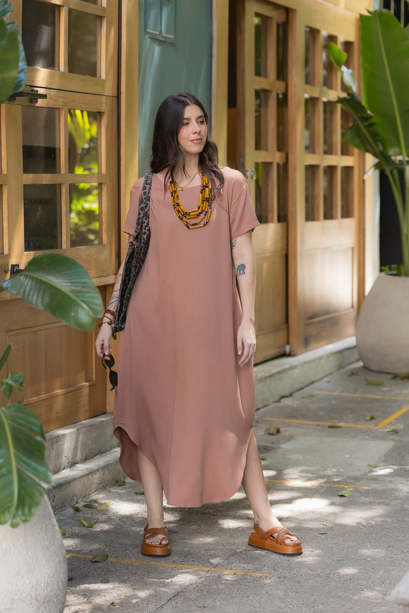 Vestido Alma multipropósito cuello en V o redondo - Avellana Imagen secundaria del producto