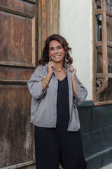 Blusa Boho manga 3/4  - Color Gris Luna