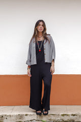 Blusa Boho manga 3/4  - Color Gris Luna