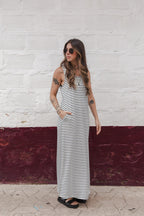 Vestido Largo sin mangas Ribs- Rayas Negras