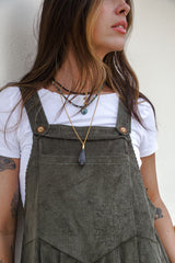 Overall Étnica corduroy sin mangas - Verde eucalipto