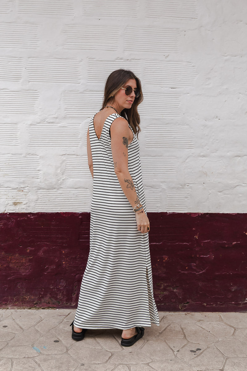Vestido Largo sin mangas Ribs- Rayas Negras