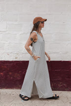 Vestido Largo sin mangas Ribs- Rayas Negras