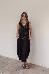 Vestido Julieta largo sin mangas - Negro