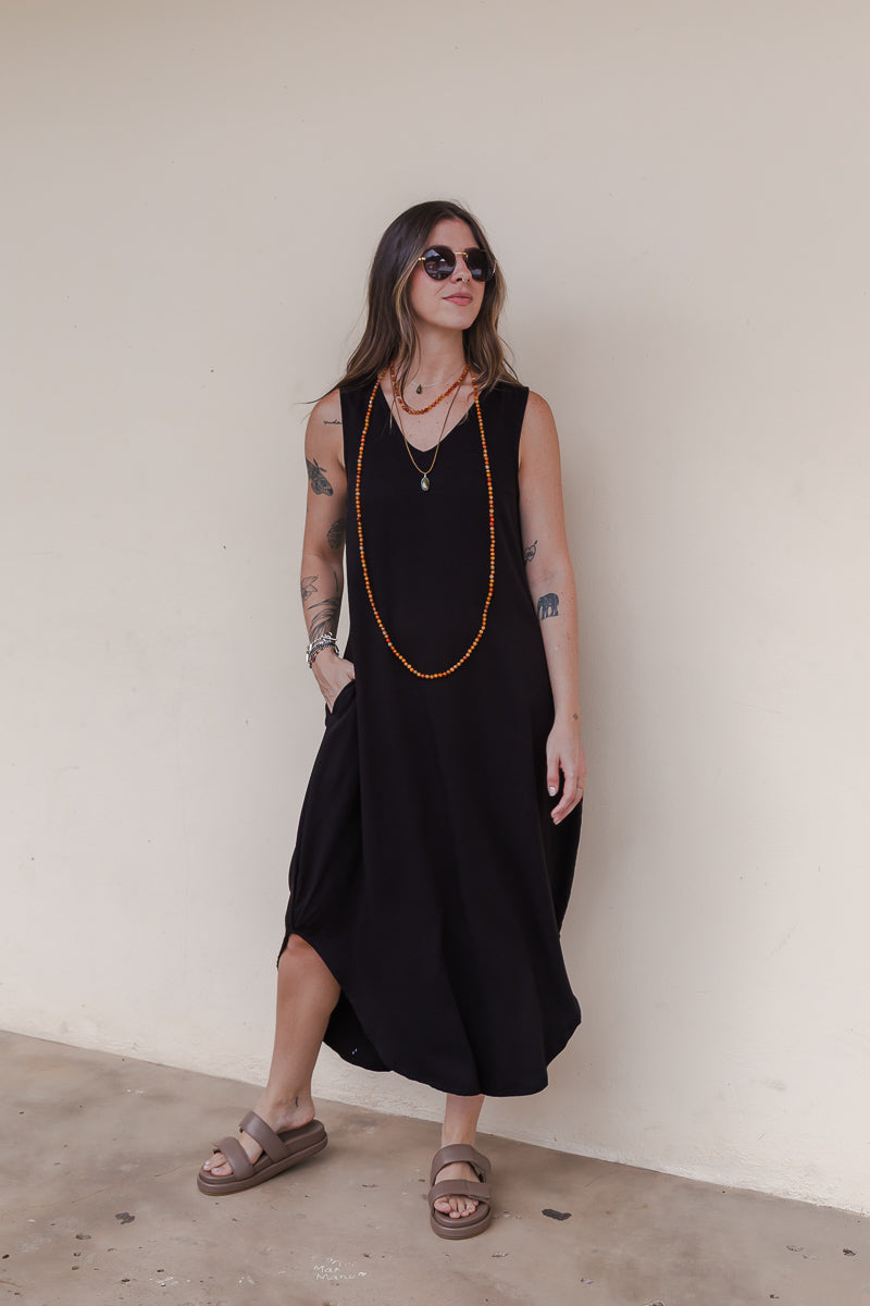 Vestido Julieta largo sin mangas - Negro