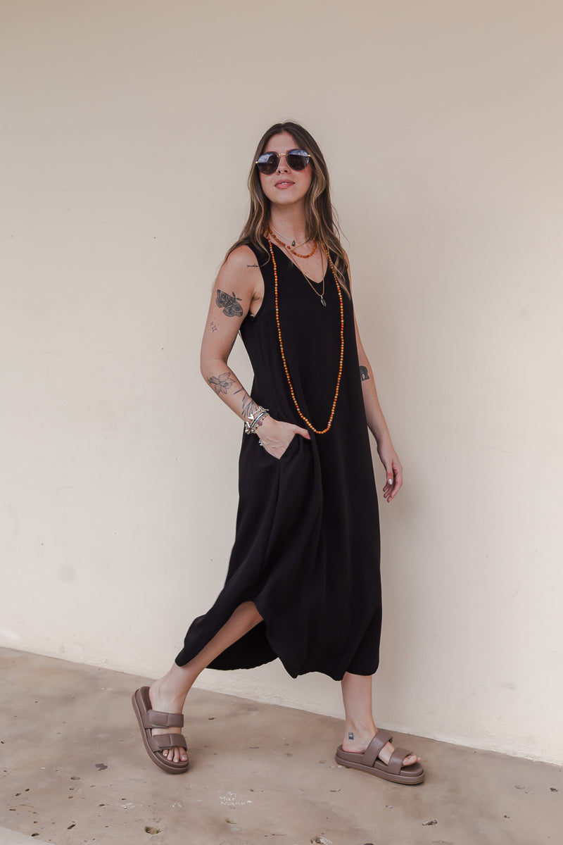 Vestido Julieta largo sin mangas - Negro