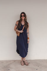 Vestido Julieta largo sin mangas - Azul Oscuro