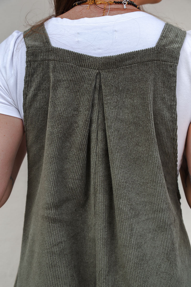 Overall Étnica corduroy sin mangas - Verde eucalipto