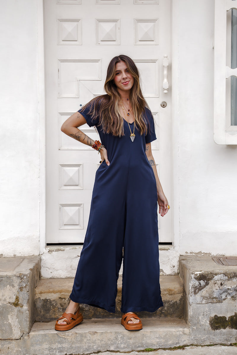 Enterizo Alma con Mangas - Azul Oscuro