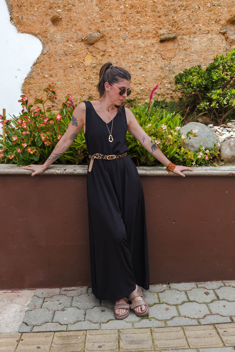 Enterizo Bahía Chalis sin mangas bota amplia - Color Negro