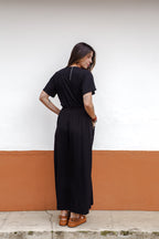 Vestido Étnica Largo con mangas y aberturas frontales - Negro