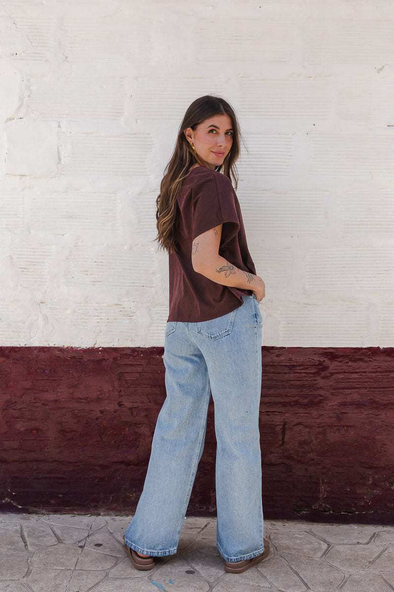 Blusa Amalia con mangas cuello redondo - Malbec