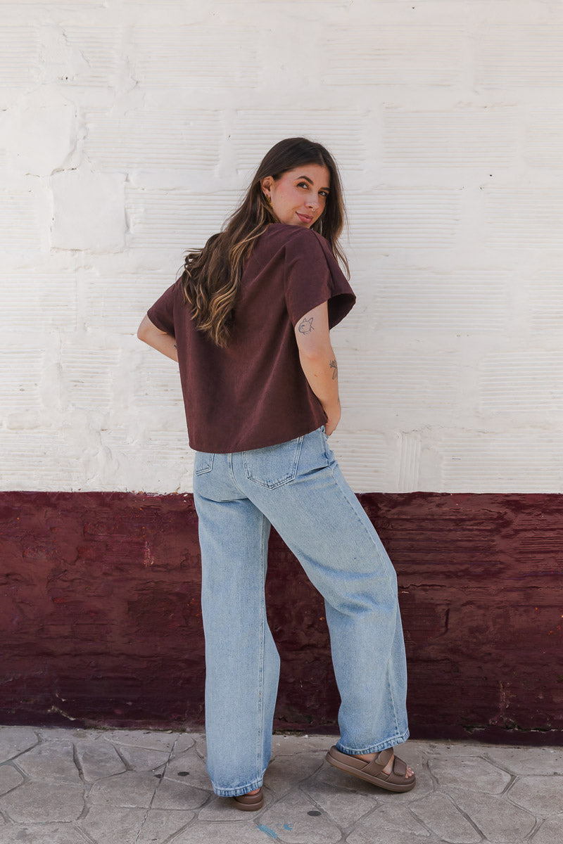 Blusa Amalia con mangas cuello redondo - Malbec