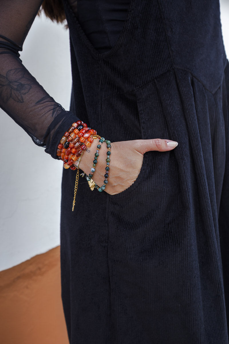 Overall Étnica corduroy sin mangas - Negro